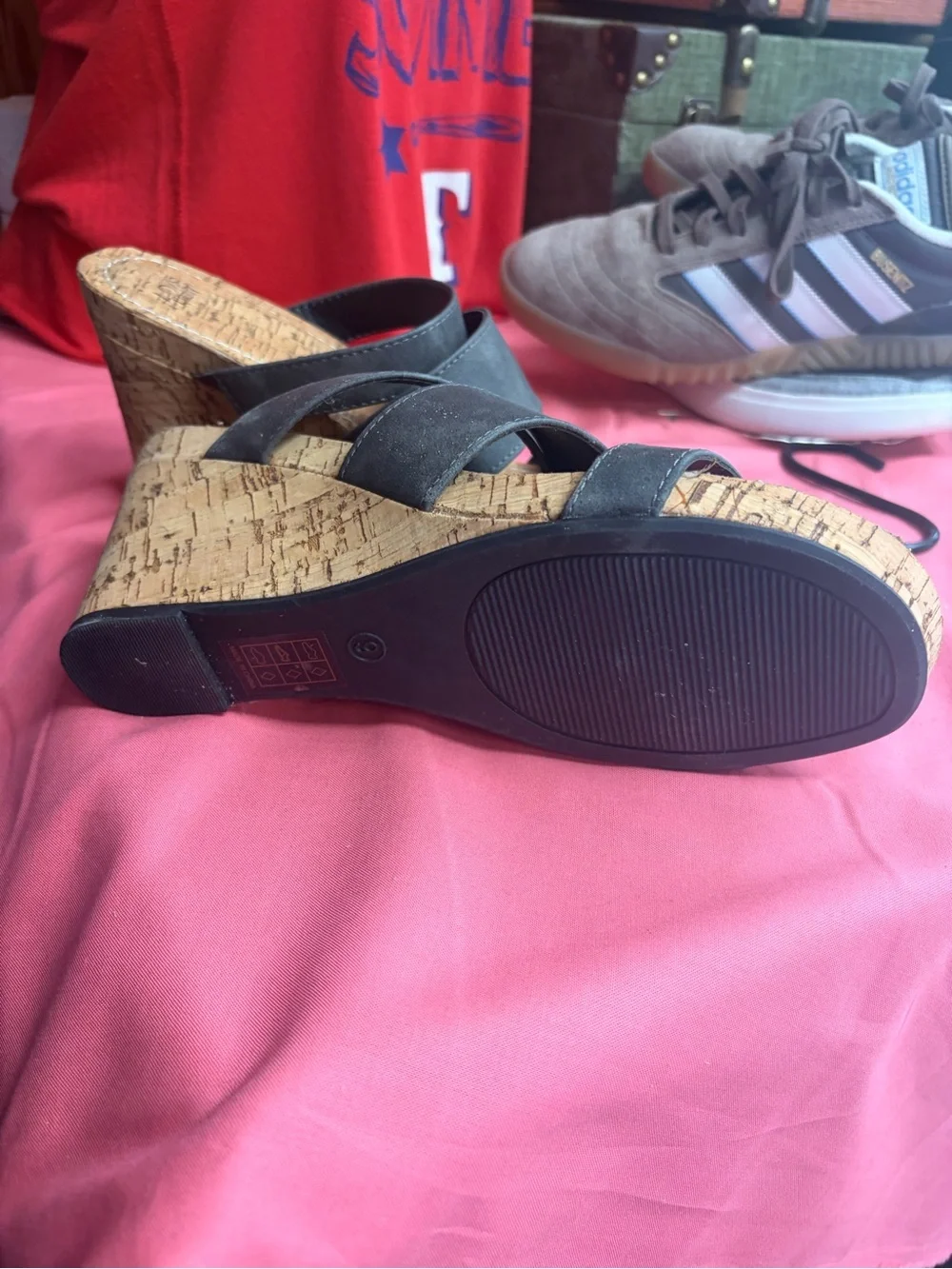 Grey Cork Wedge Sandals
